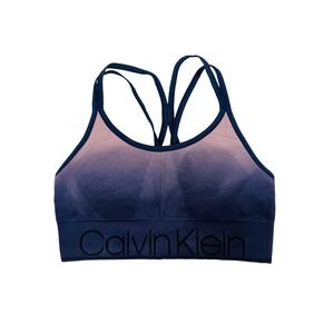 Calvin Klein Performance Women's Ombre Seamless Strappy Sports Bra Navy Pink S